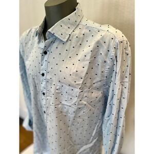 Rodd & Gunn Button Down Shirt Mens 2XL Blue Excellent Polka Dot 100% Cotton